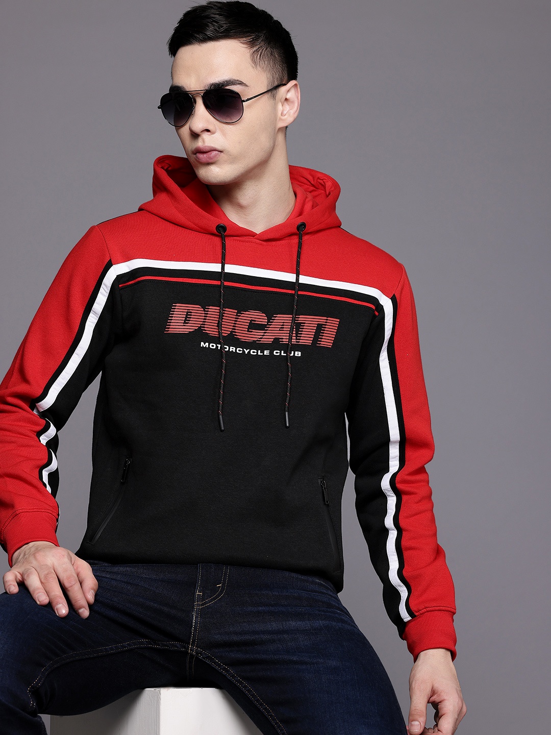 

Ducati Printed Hooded Colourblocked Sweatshirt, Black