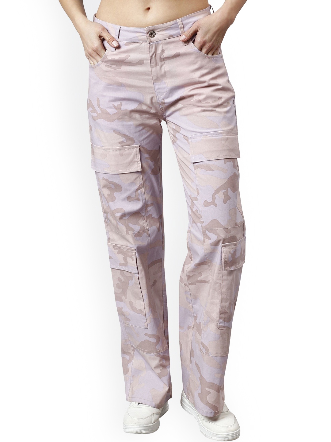 

NUEVOSDAMAS Women Camouflage Cargos Trousers, Green