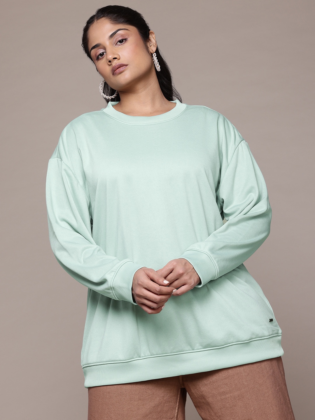 

The Roadster Lifestyle Co. Plus Size Solid Sweatshirt, Green