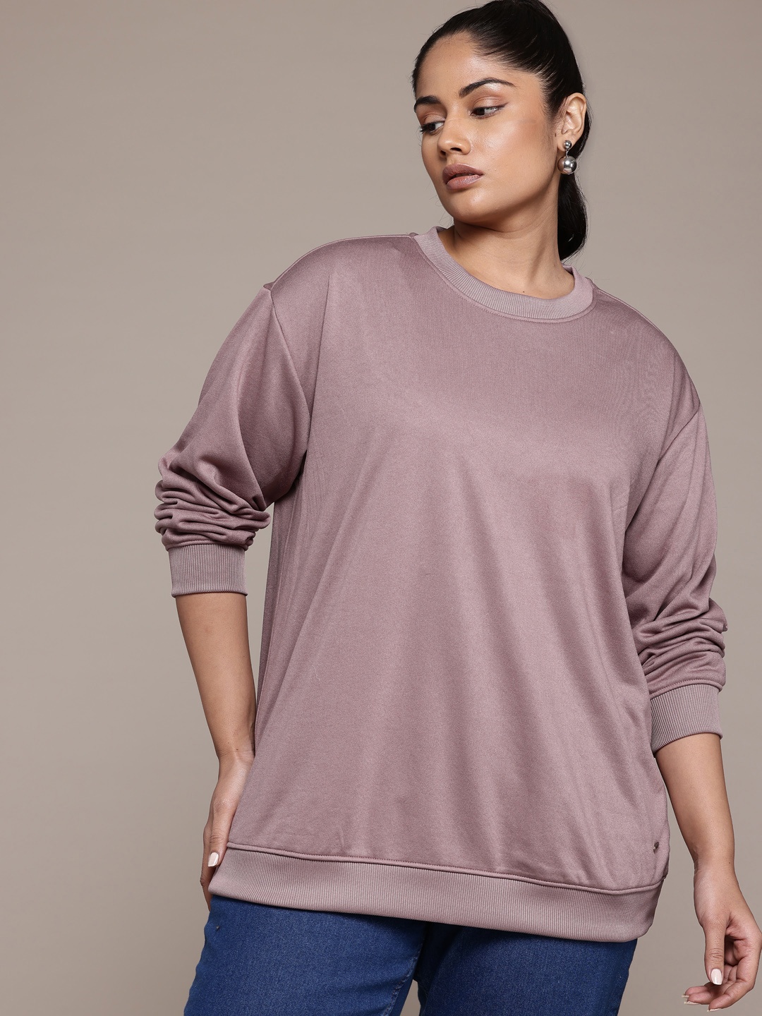 

The Roadster Lifestyle Co. Plus Size Relaxed Sweatshirt, Mauve