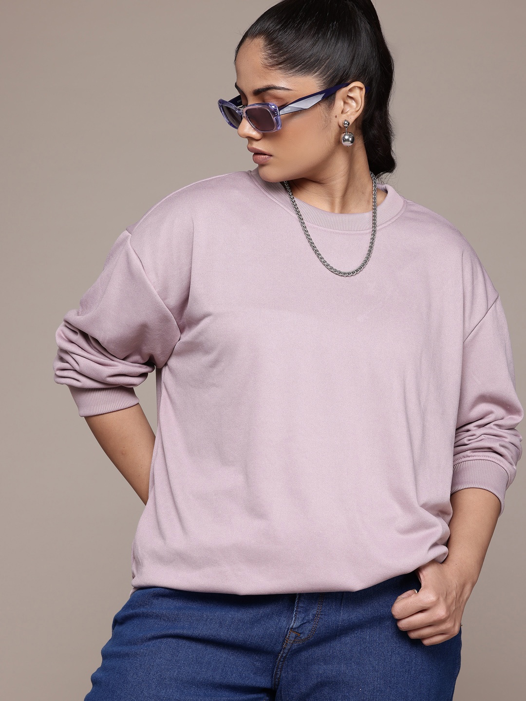 

The Roadster Lifestyle Co. Plus Size Relaxed Sweatshirt, Lavender
