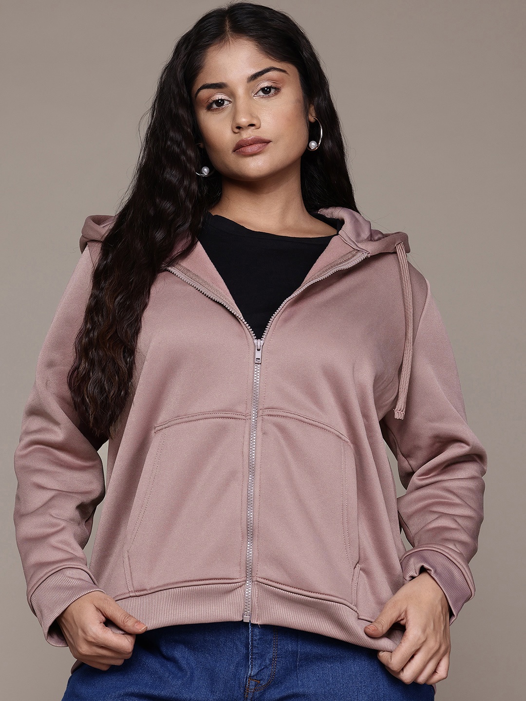 The Roadster Lifestyle Co. Plus Size Hooded Sweatshirt, Mauve
