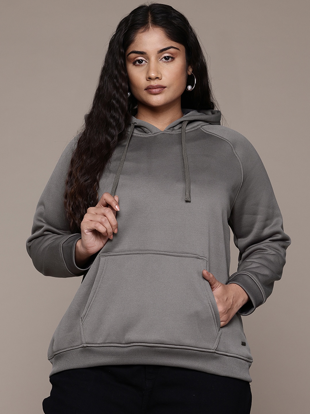 The Roadster Lifestyle Co. Plus Size Hooded Sweatshirt, Charcoal