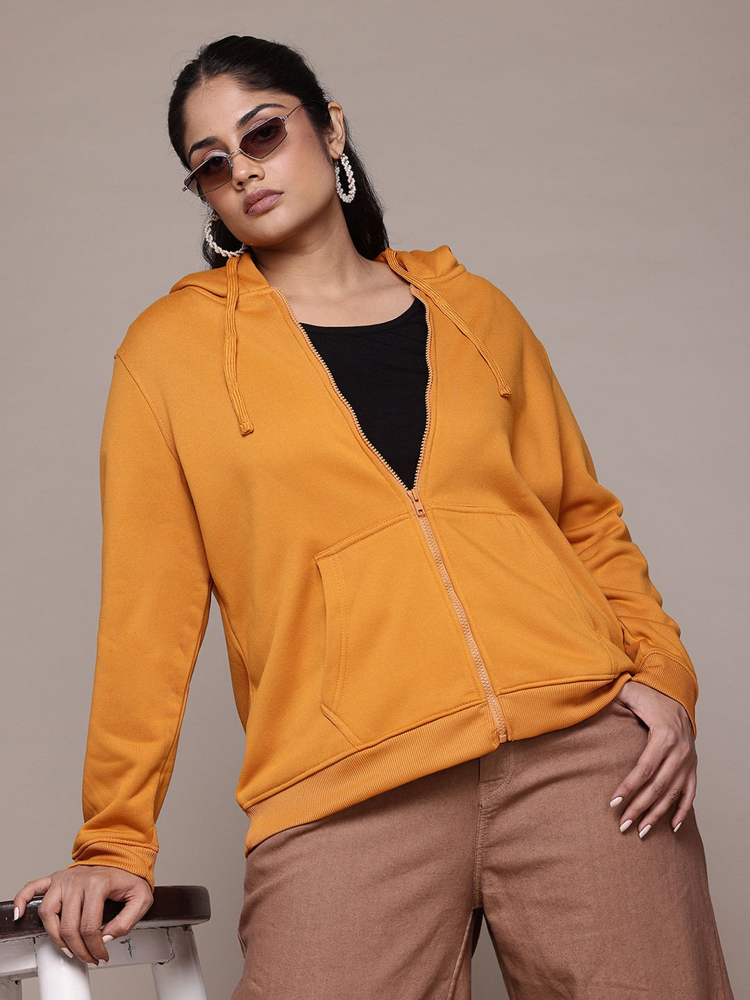 

The Roadster Lifestyle Co. Plus Size Hooded Sweatshirt, Mustard