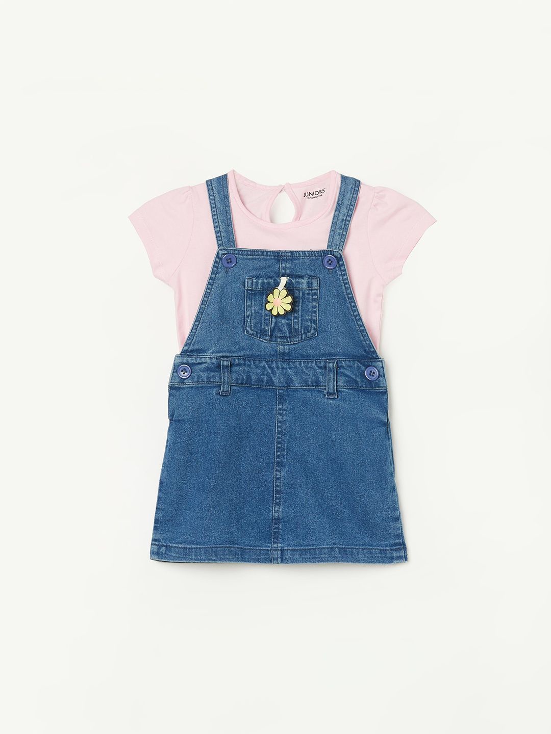 

Juniors by Lifestyle Girls Cotton Shoulder Straps Pinafore Dress, Blue