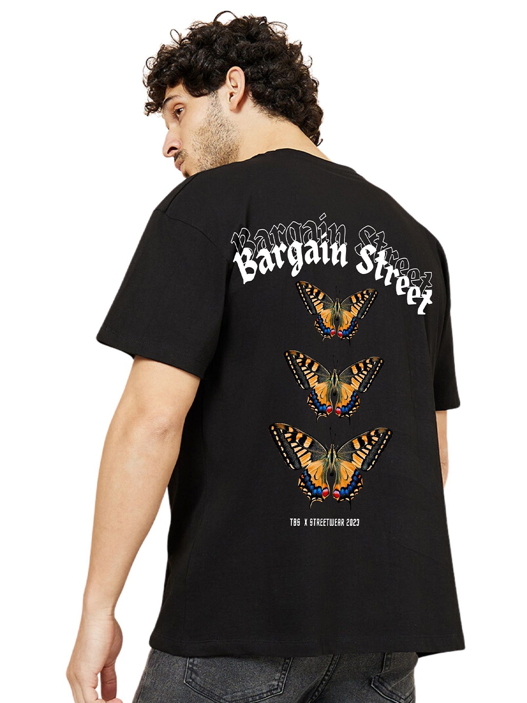 TBS- THE BARGAIN STREET Men Typography Printed Oversized T-shirt, Black