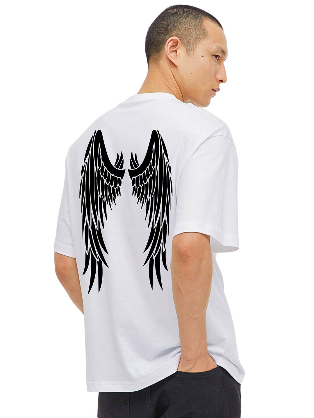 

TBS- THE BARGAIN STREET Men Graphic Printed Round Neck Oversized T-shirt, White