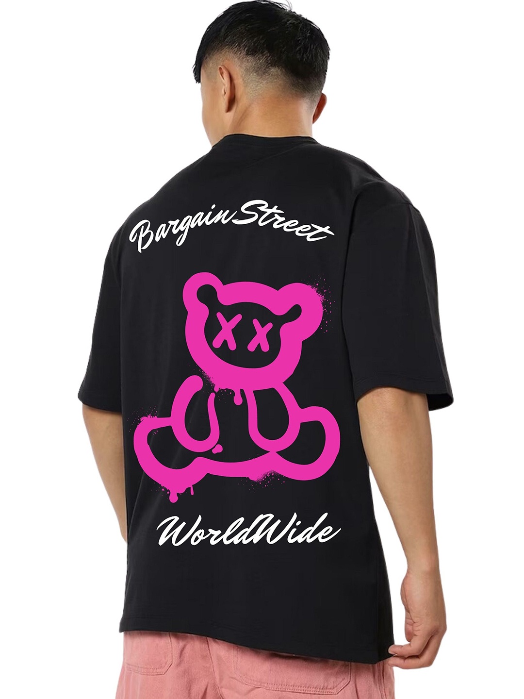 

TBS- THE BARGAIN STREET Men Typography Printed Oversized T-shirt, Black