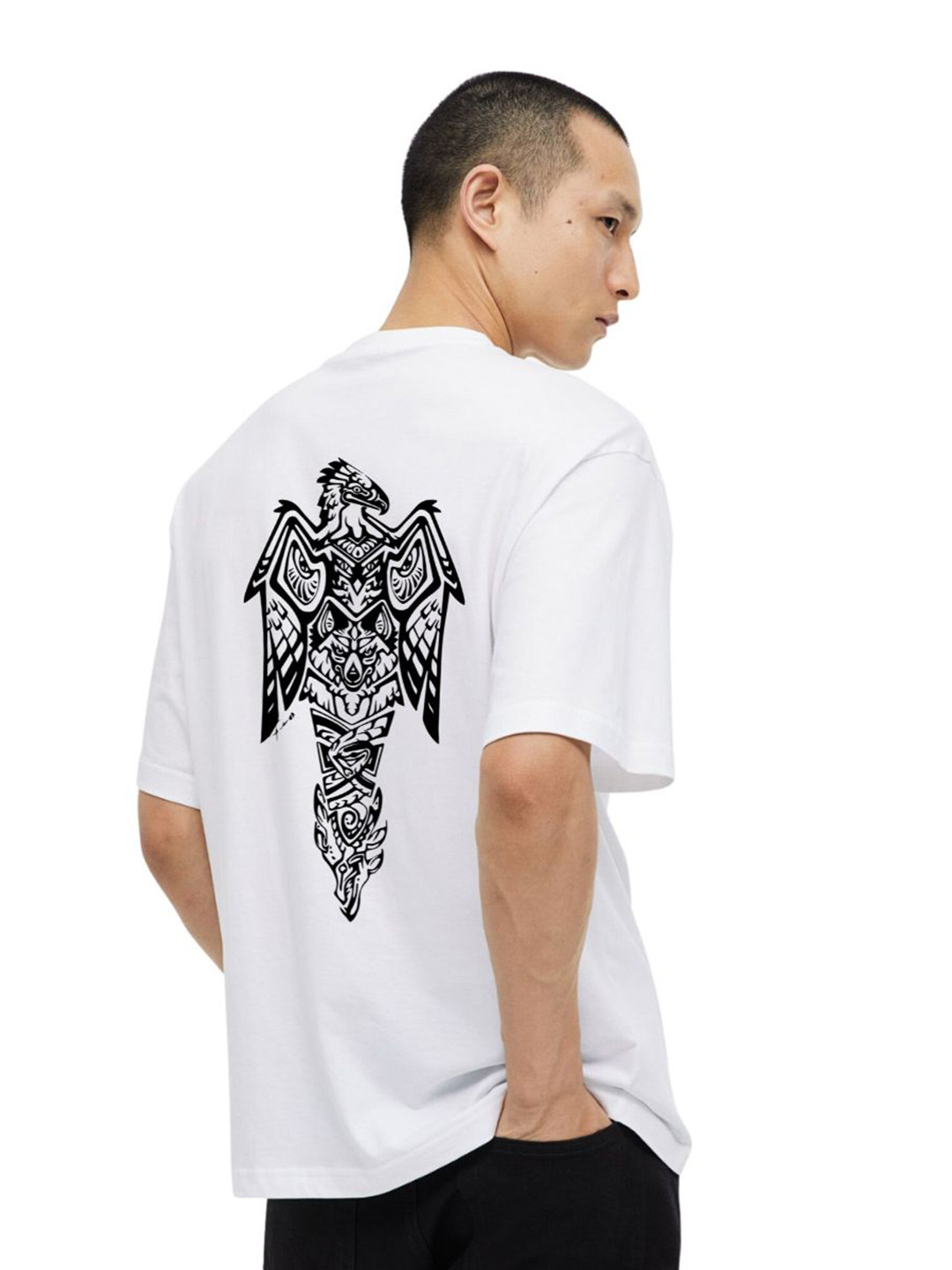 

TBS- THE BARGAIN STREET Men Graphic Printed Round Neck Oversized T-shirt, White