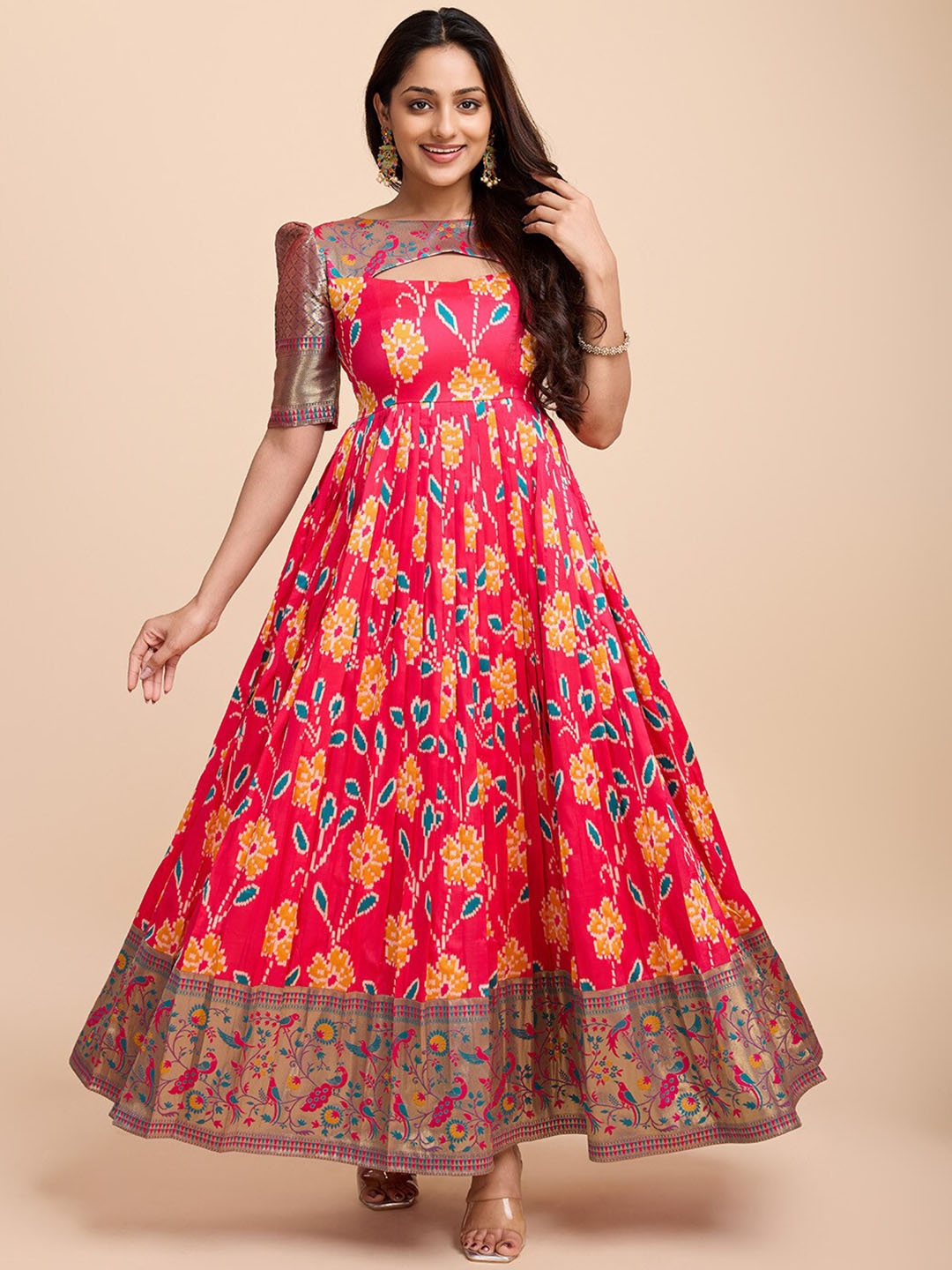 

Tasarika Women Woven Ethnic Motifs Ethnic Dress, Pink
