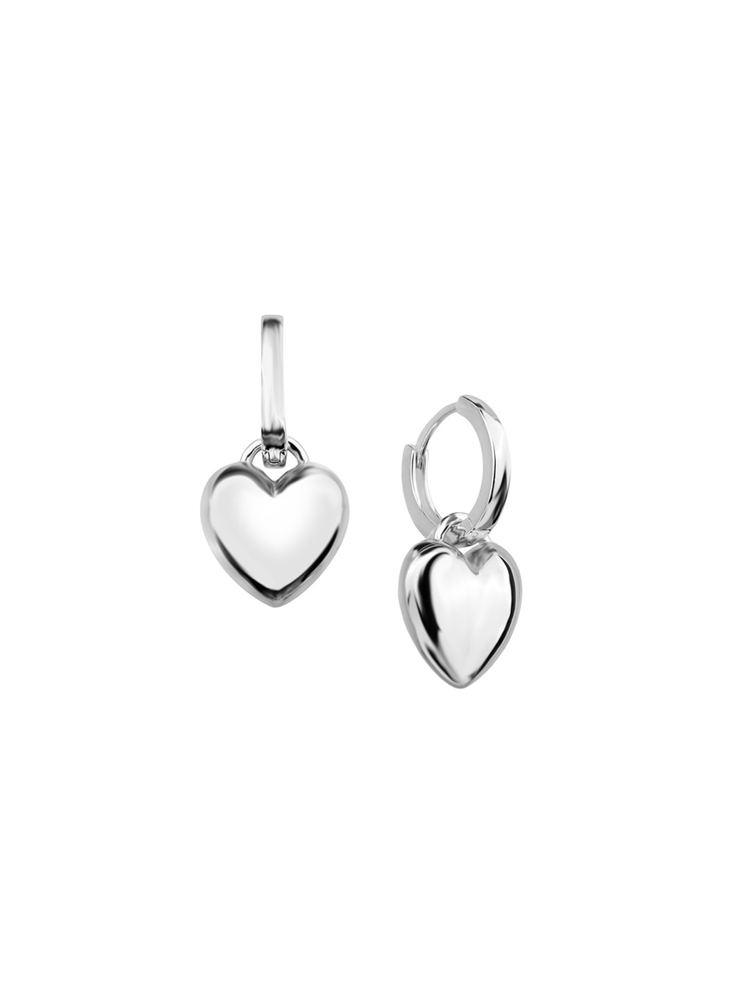 

Nistra Sterling Silver Rhodium-Plated Heart Shaped Drop Earrings