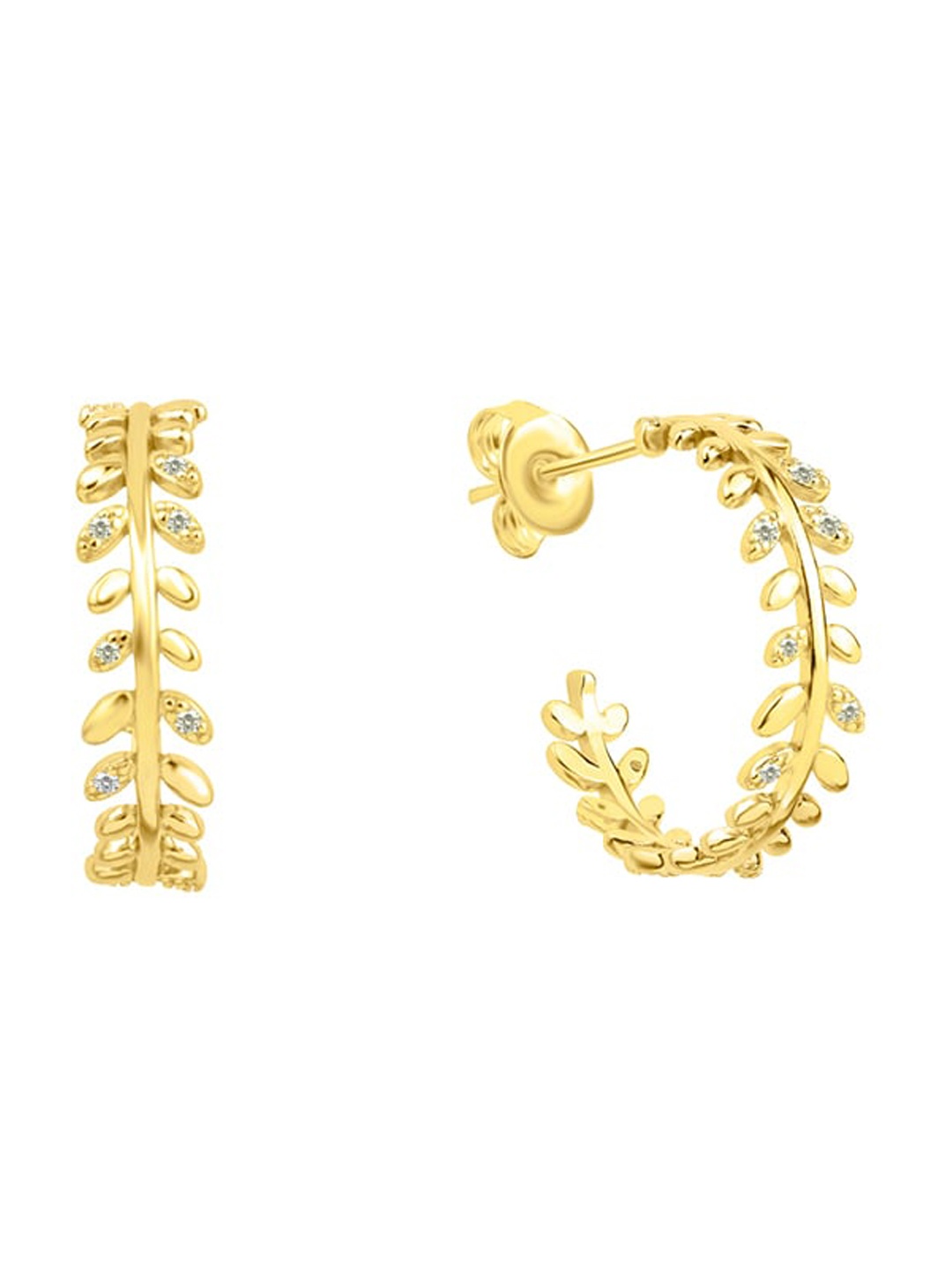 

Nistra Gold-Plated Leaf Shaped Sterling Silver Half Hoop Earrings