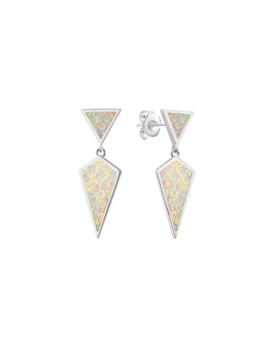 

Nistra Rhodium-Plated Opal Triangular Drop Earrings, Silver