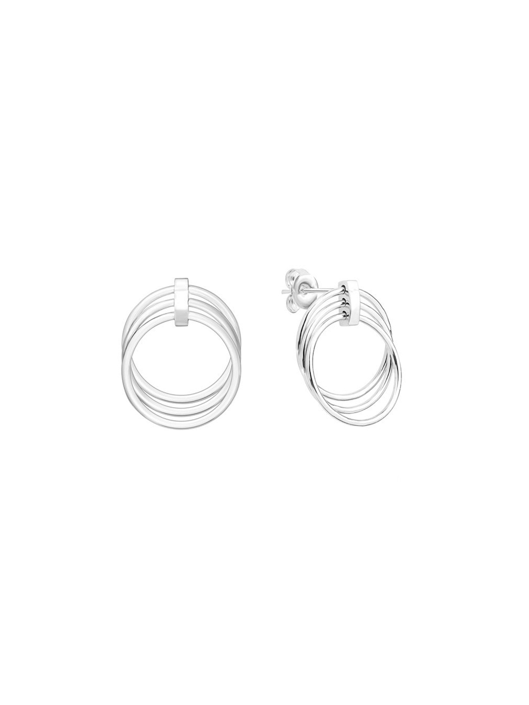 

Nistra Rhodium Plated Sterling Silver Circular Studs Earrings