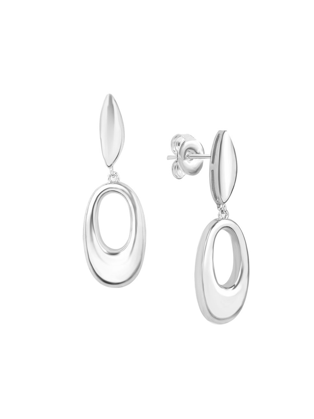 

Nistra Rhodium-Plated Contemporary Drop Earrings, Silver