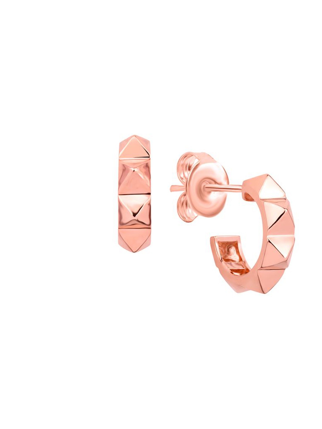 

Nistra Rose Gold Plated Sterling Silver Geometric Studs Half Hoop Earrings