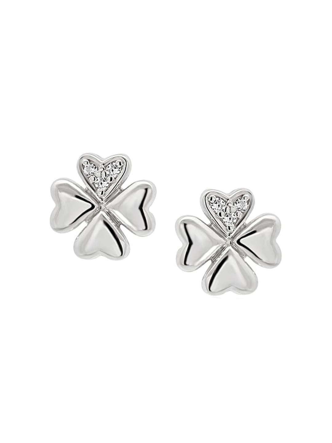 

Nistra Rhodium Plated Cubic Zirconia Floral Stud Earrings, Silver