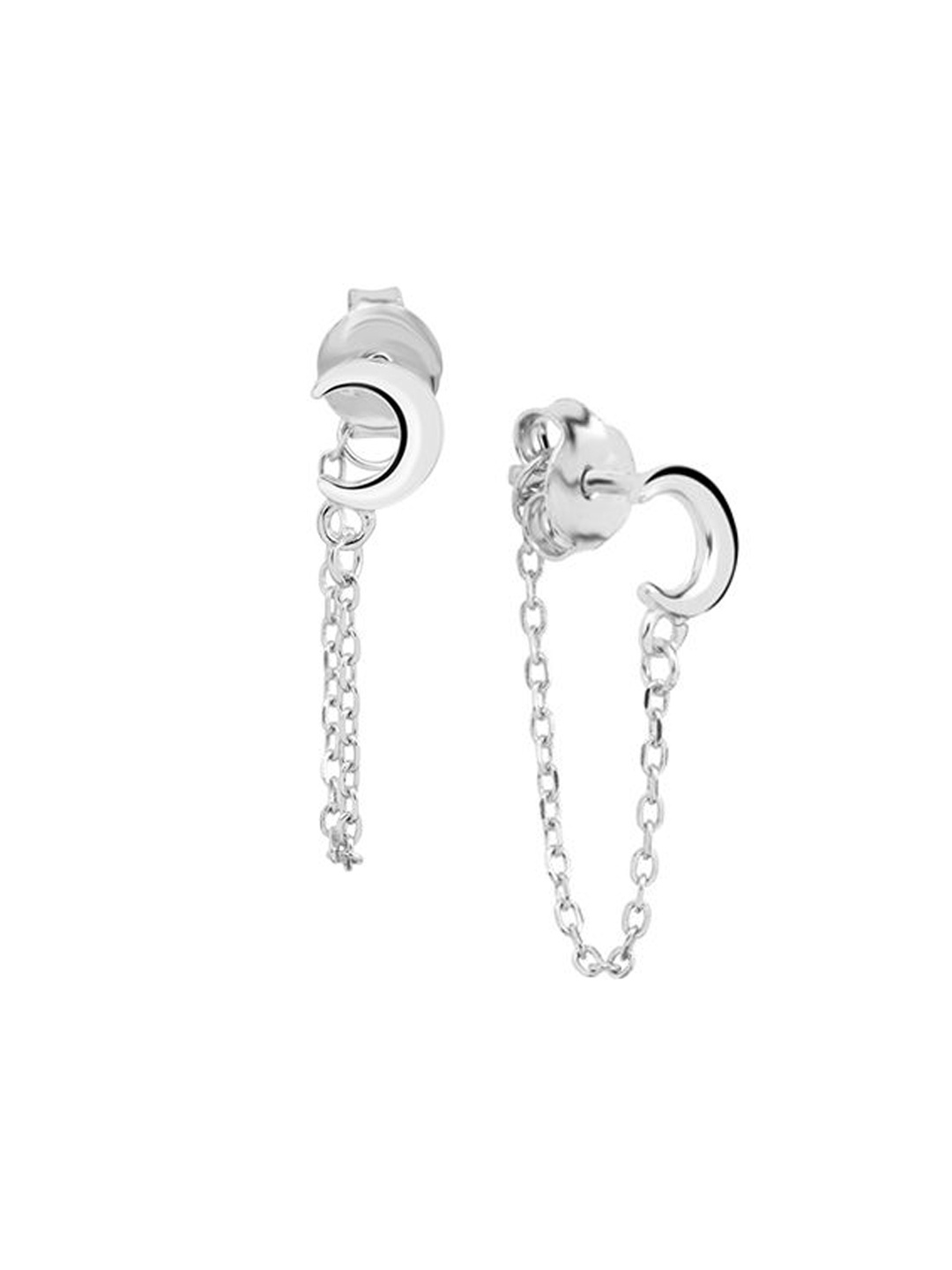 

Nistra Rhodium-Plated Crescent Shaped Drop Earrings, Silver