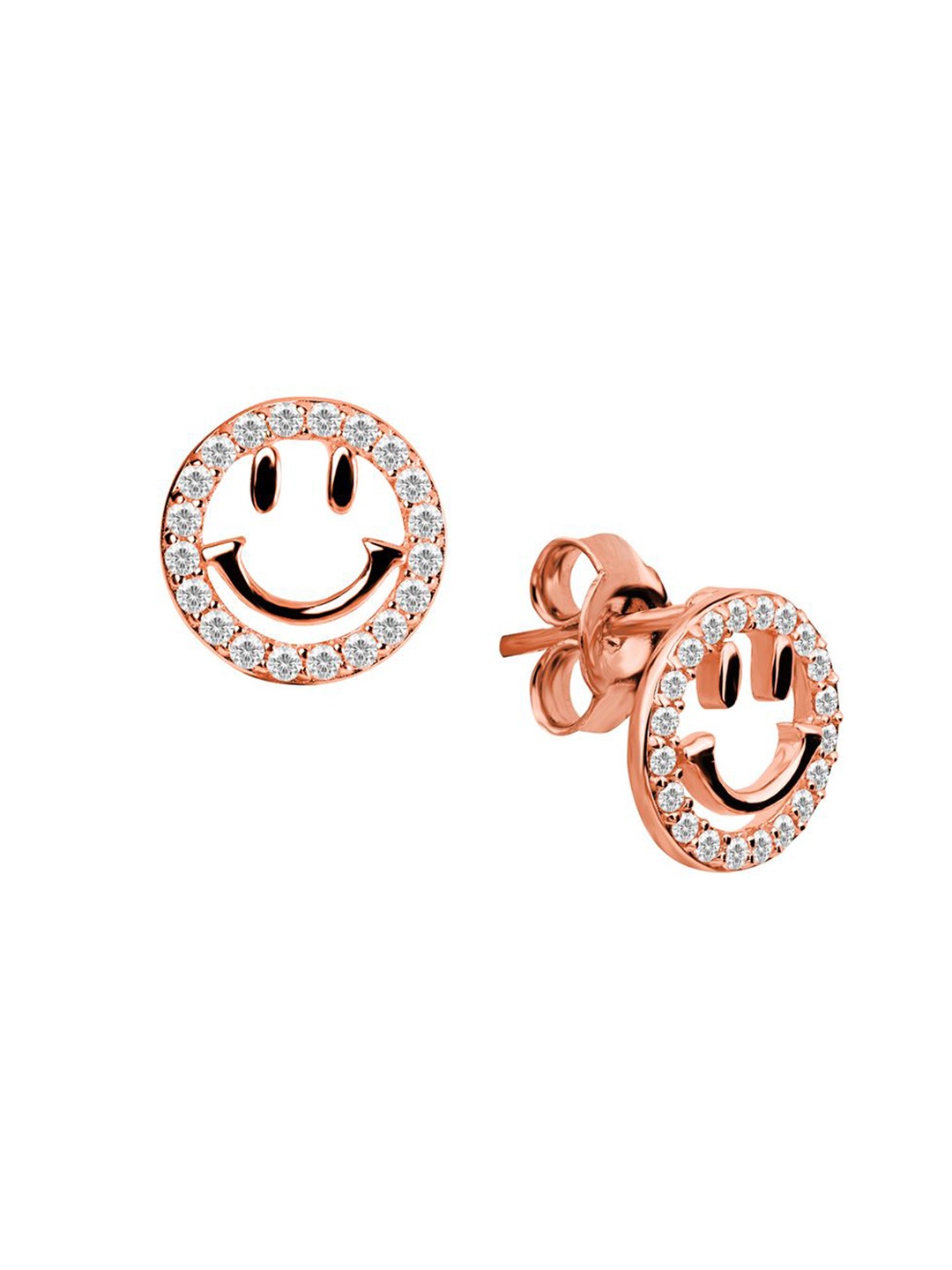 

Nistra Cubic Zirconia Rose Gold Plated Sterling Silver Circular Studs Earrings