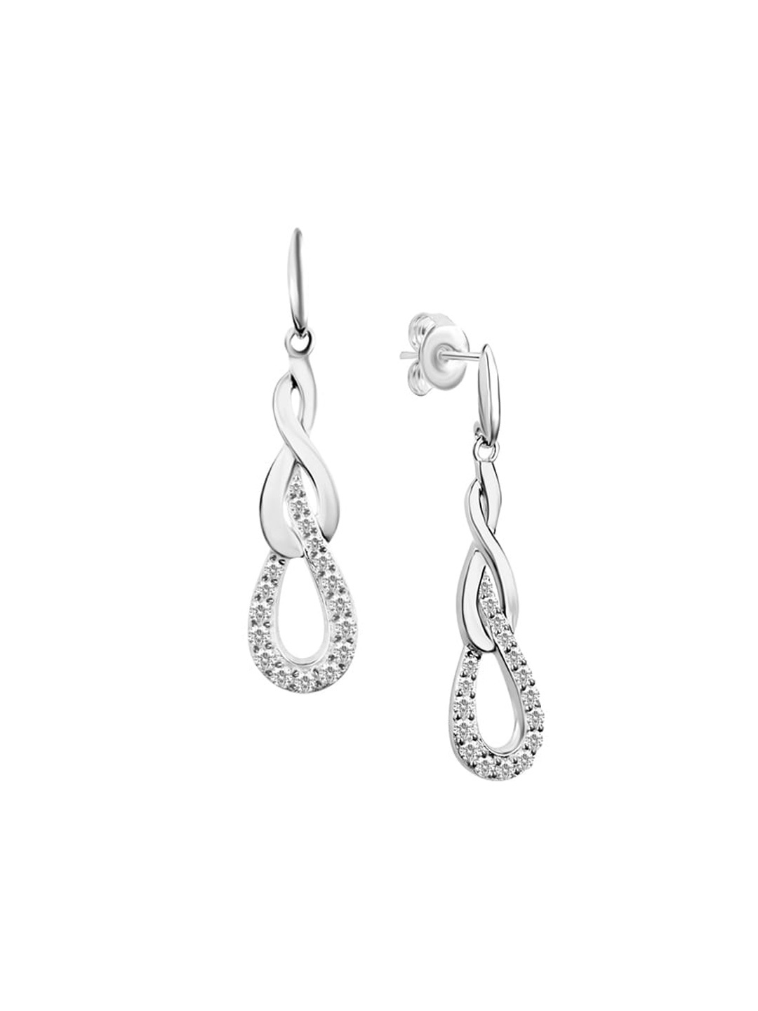 

Nistra Rhodium-Plated Teardrop Shaped Cubic Zirconia Drop Earrings, Silver