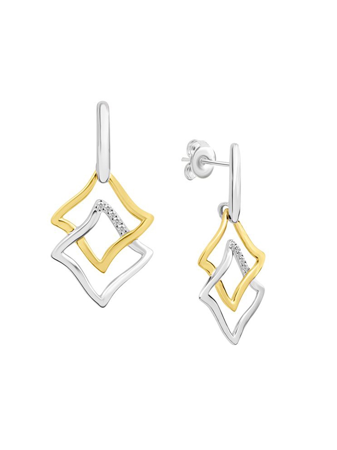 

Nistra Sterling Silver Square Cubic Zirconia Drop Earrings