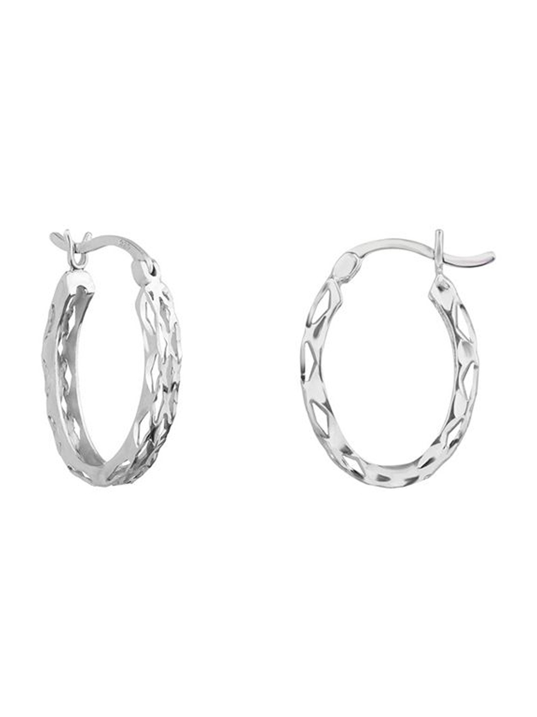 

Nistra Rhodium Plated Sterling Silver Oval Hoop Earrings