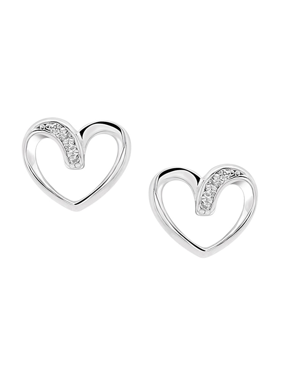

Nistra Rhodium-Plated Heart Shaped Sterling Silver Studs Earrings