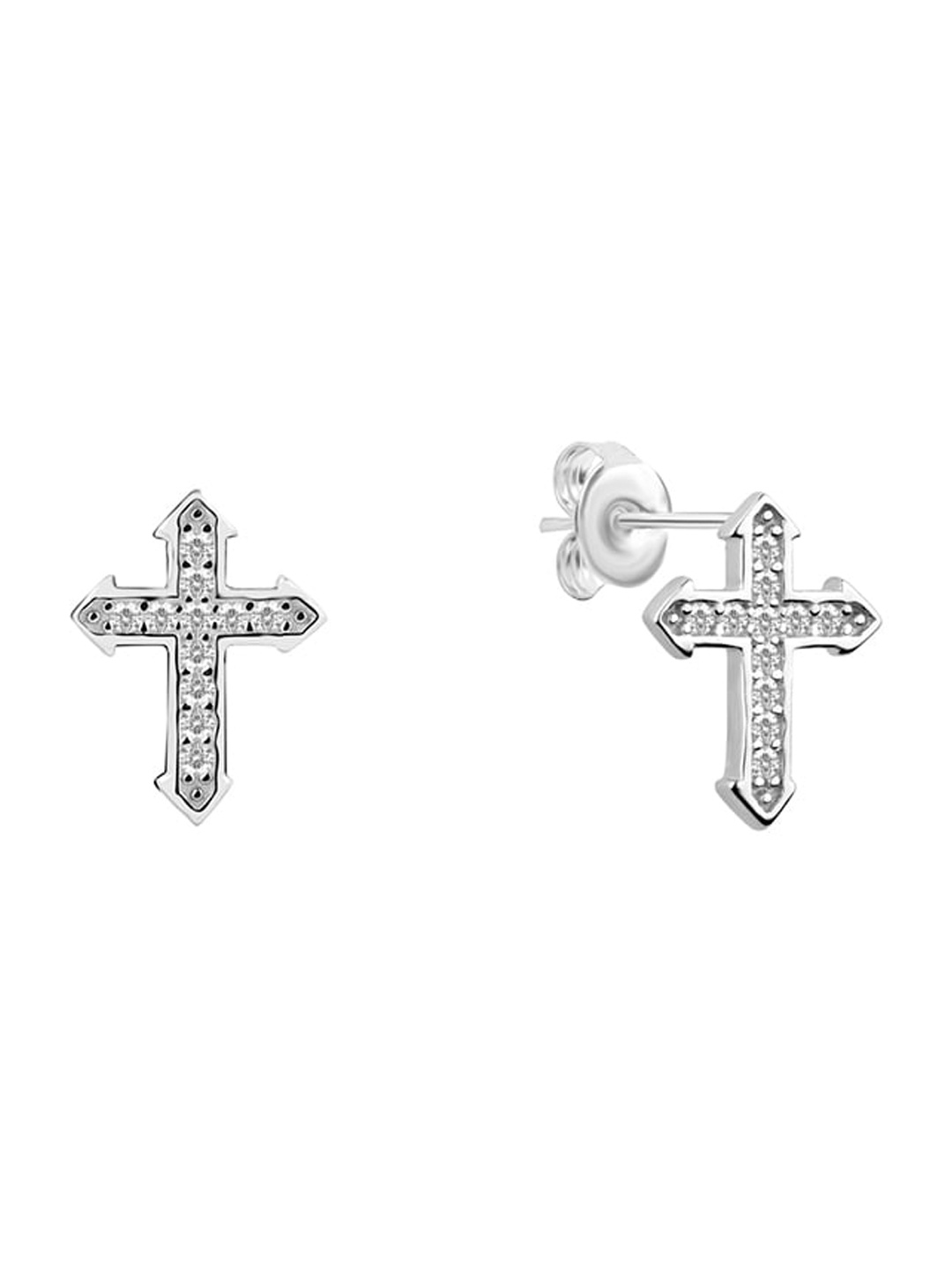 

Nistra Cubic Zirconia Rhodium Plated Sterling Silver Studs Earrings