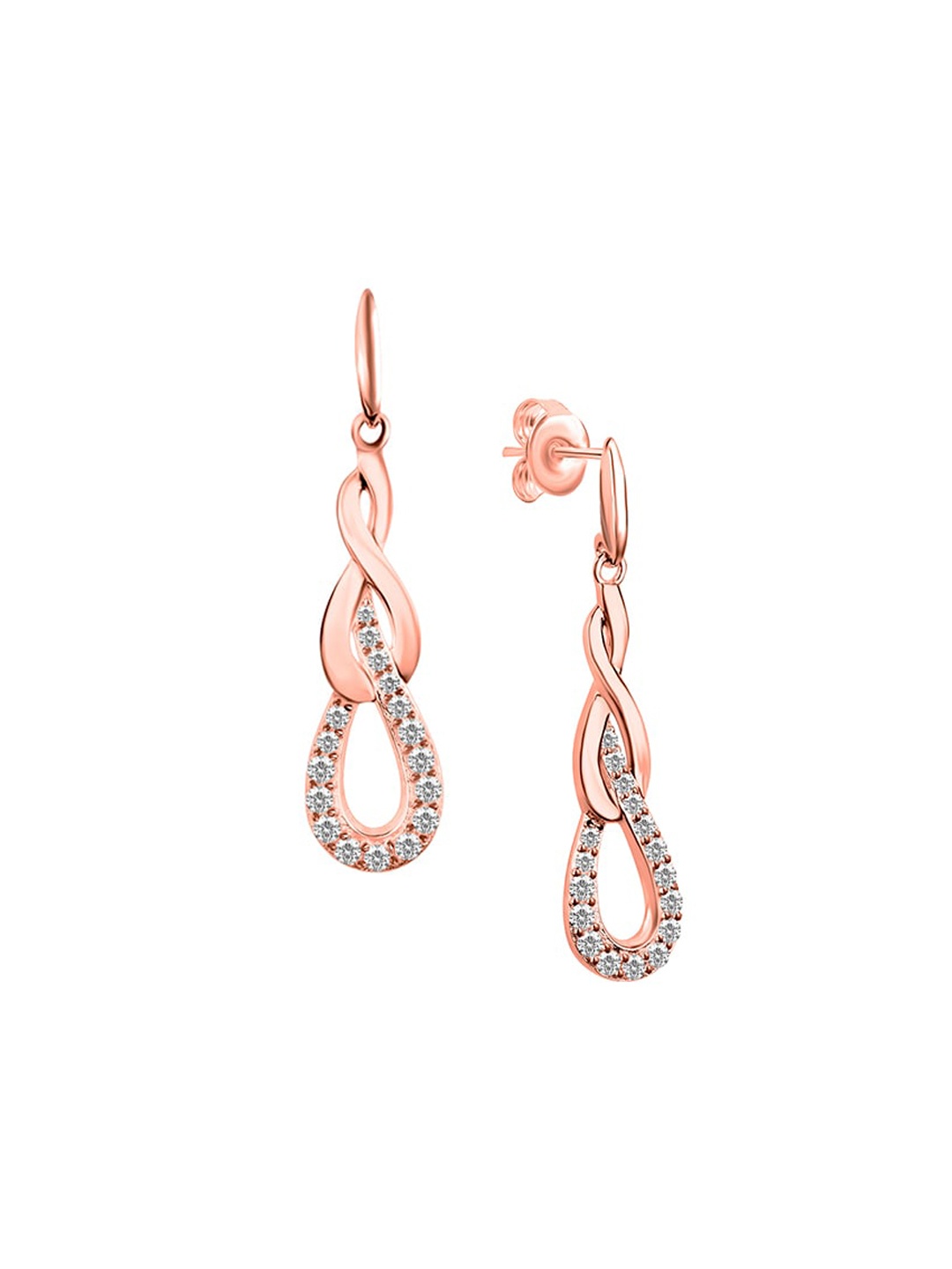 

Nistra Women Teardrop Shaped Drop Earrings, Rose gold