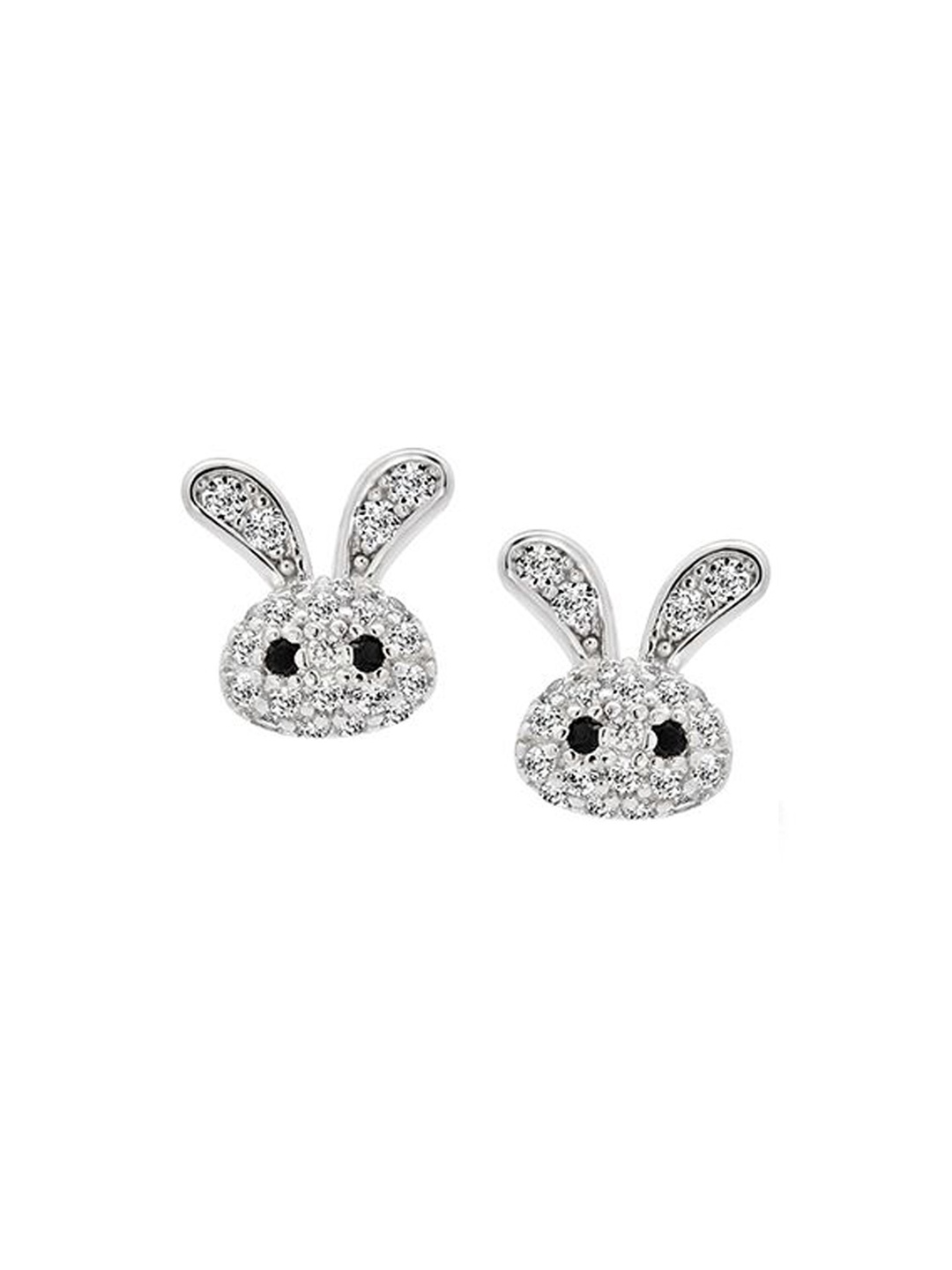 

Nistra Rhodium Plated Cubic Zirconia Animal Shaped Stud Earrings, Silver