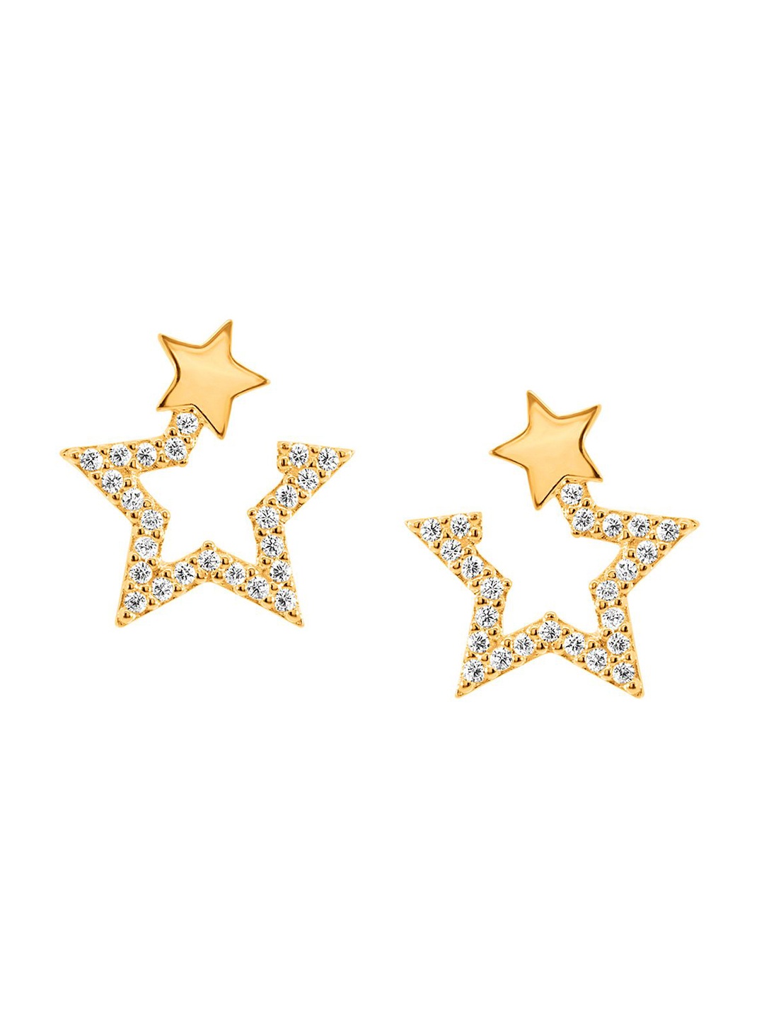 

Nistra Stardust Twist Sterling Silver Gold-Plated Cubic Zirconia Studded Stud Earrings