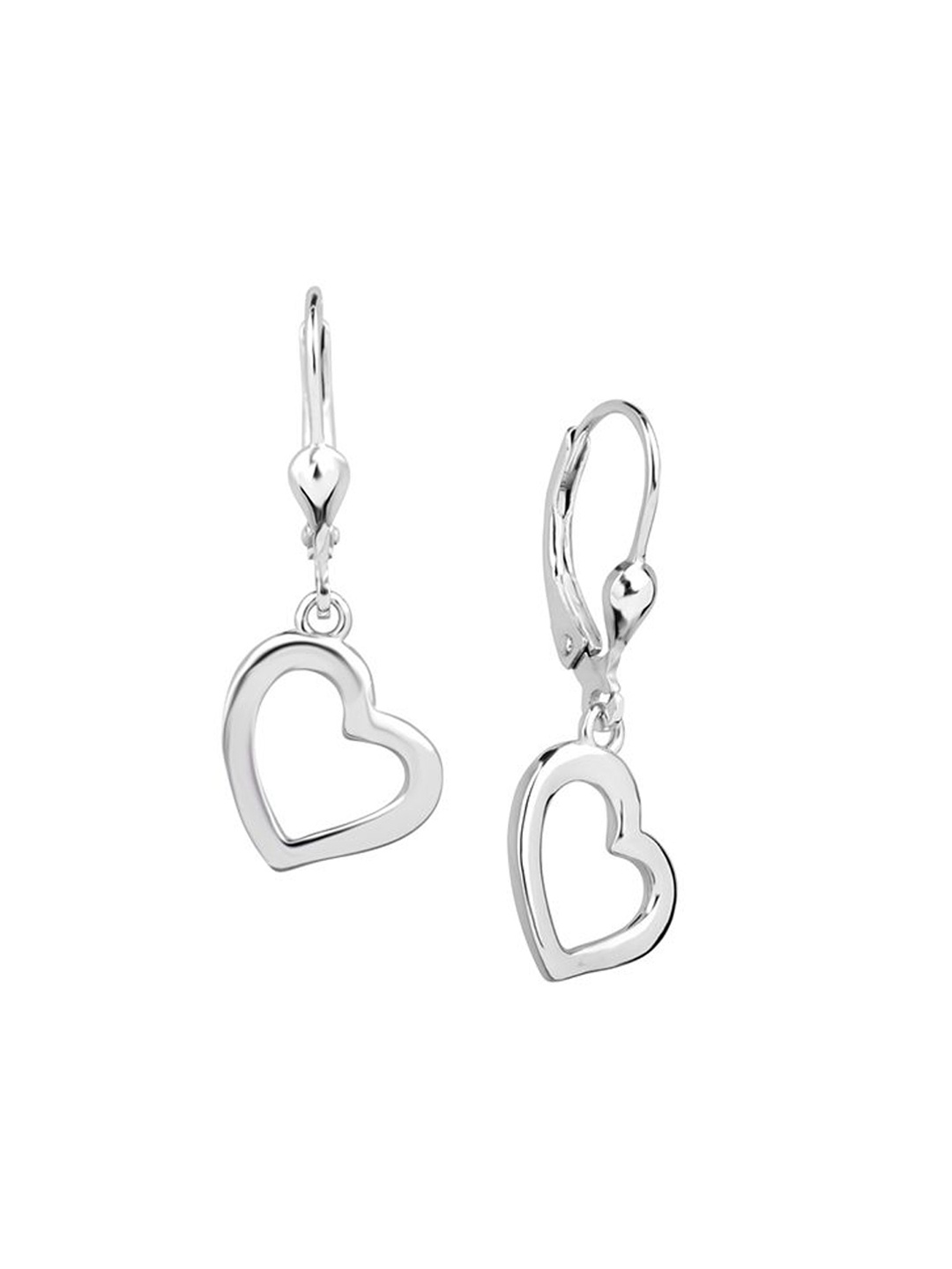 

Nistra Women Heart Shaped Drop Earrings, Silver