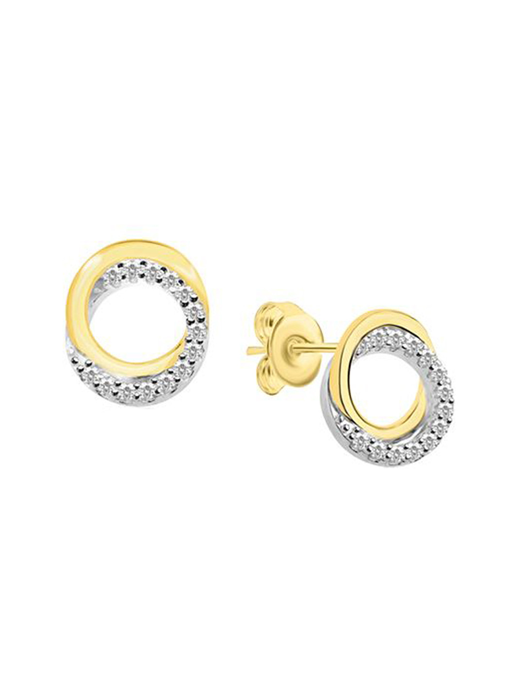 

Nistra Interwoven Elegance Sterling Silver Gold-Plated Cubic Zirconia Studded Earrings