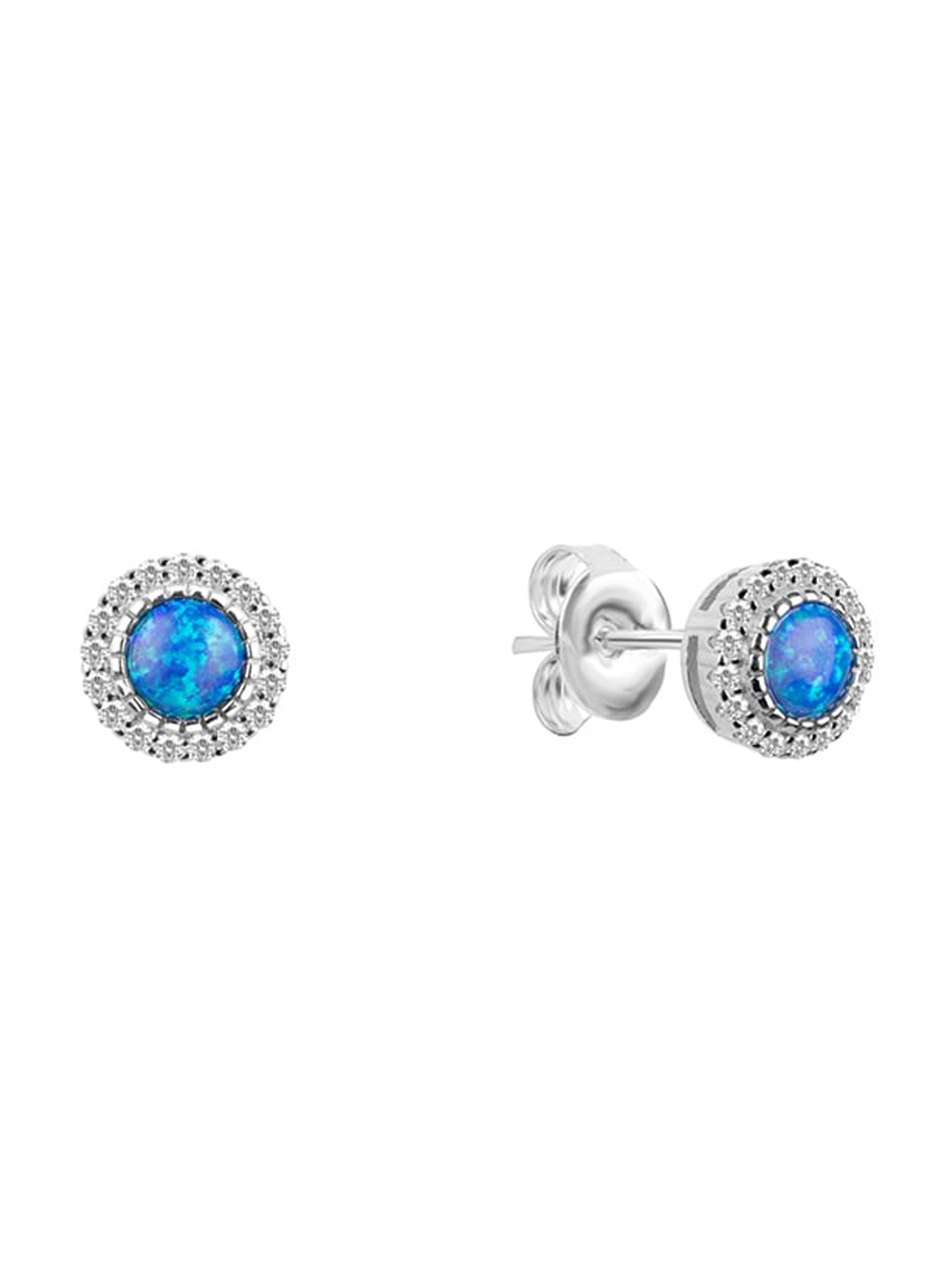

Nistra Rhodium-Plated Opal Circular Stud Earrings, Silver
