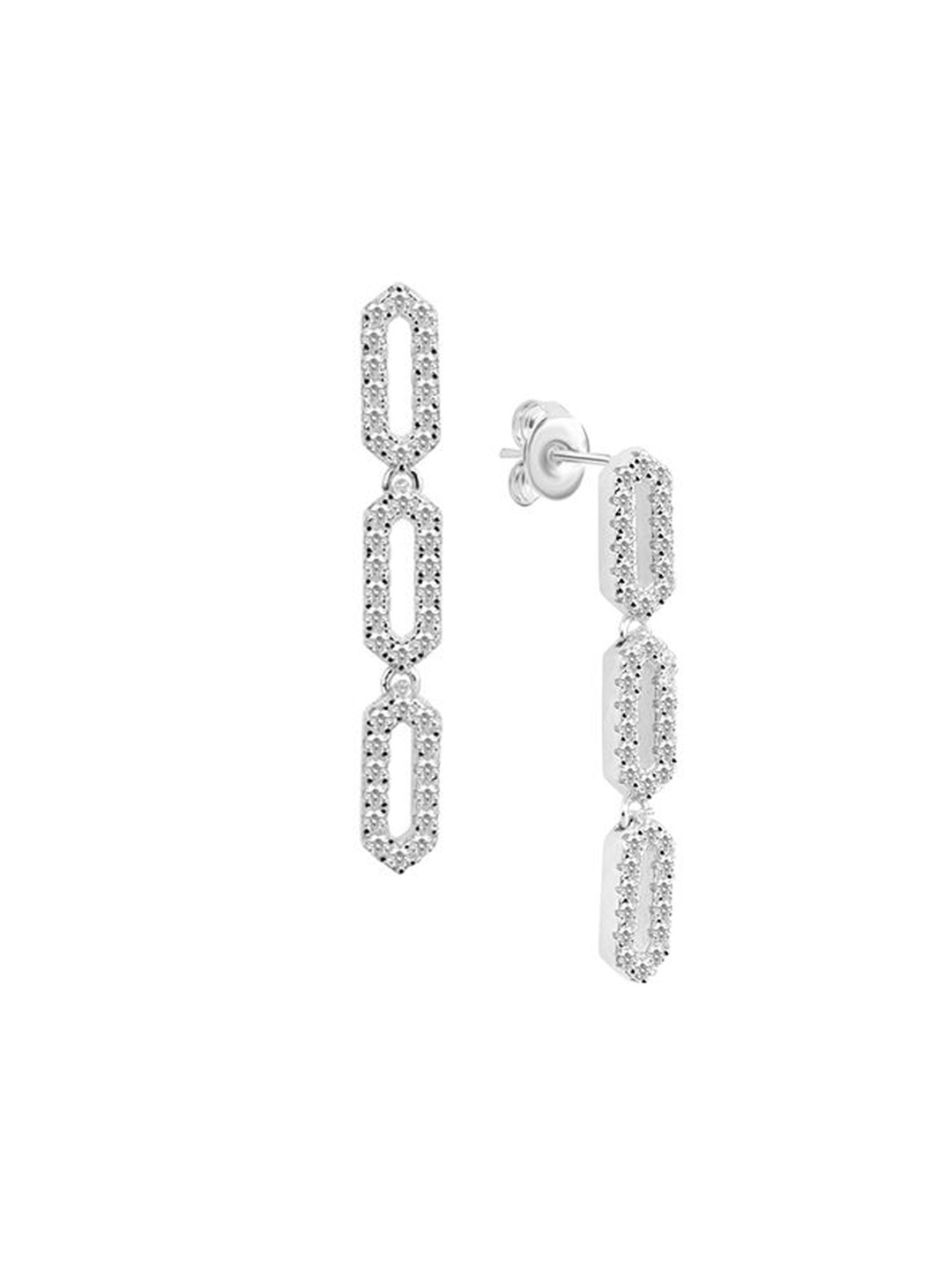 

Nistra Rhodium-Plated Cubic Zirconia Geometric Drop Earrings, Silver