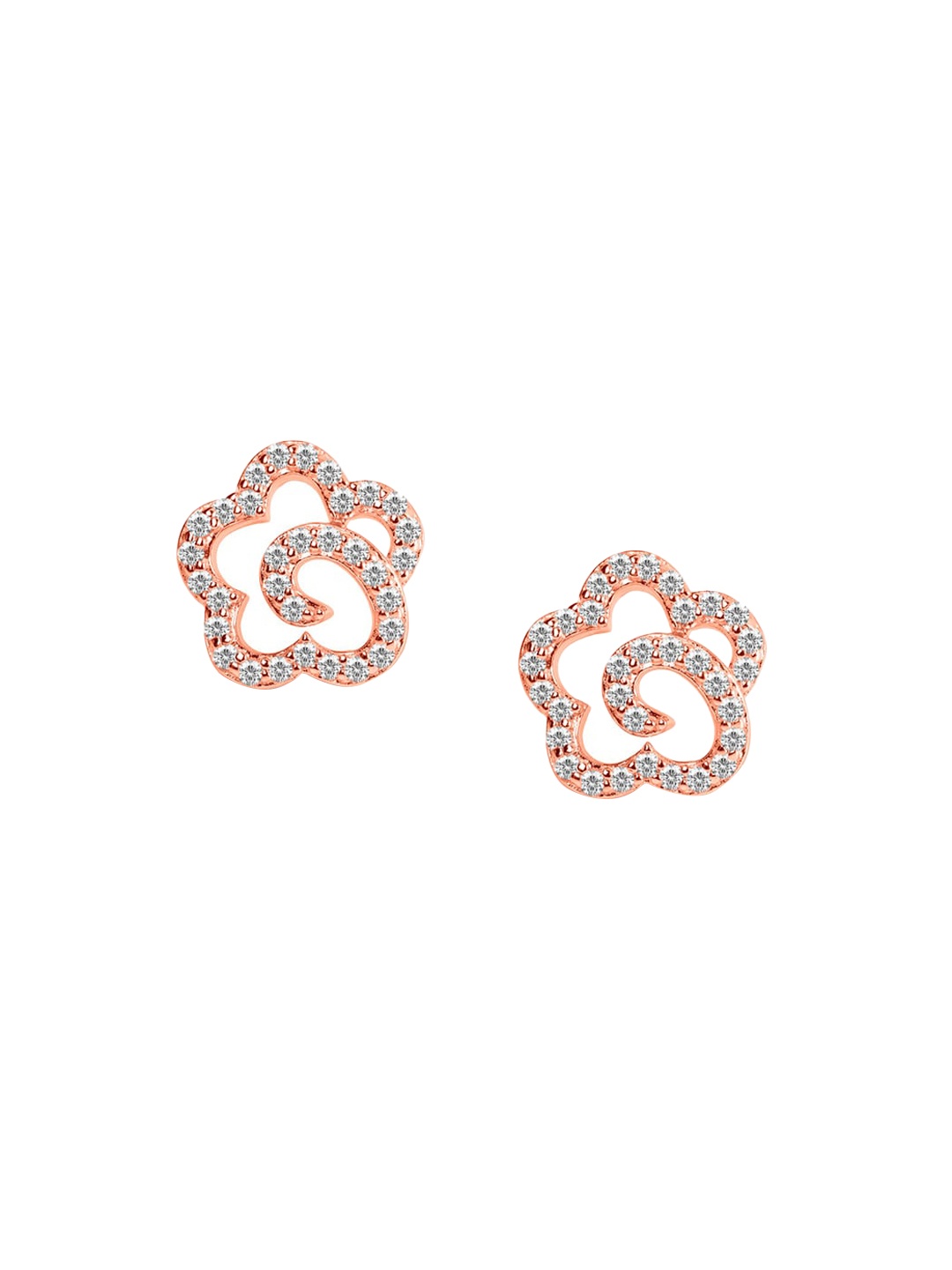 

Nistra Rose Gold-Plated Sterling Silver Floral Studs Earrings