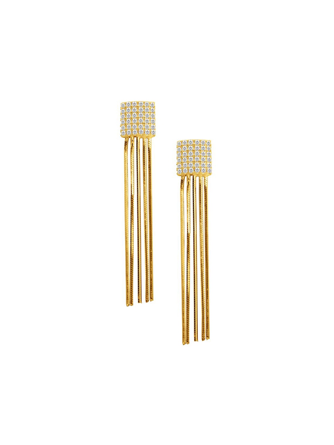 

Nistra Gold-Plated Drop Earrings Contemporary Cubic Zirconia Drop Earrings