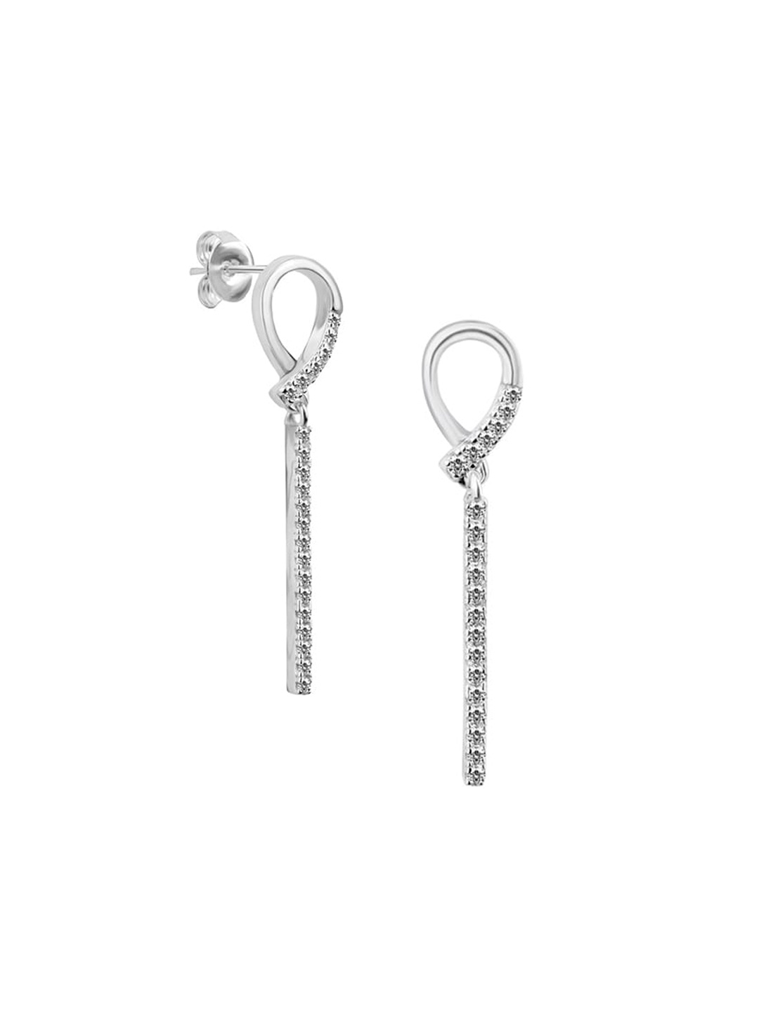 

Nistra Cubic Zirconia Rhodium Plated Sterling Silver Drop Earrings