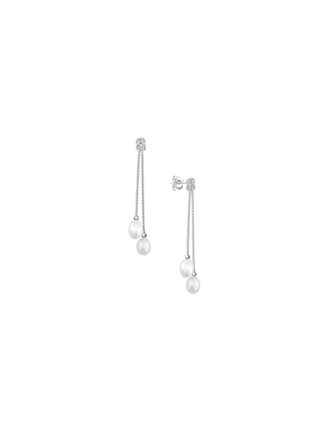 

Nistra Rhodium-Plated Sterling Silver Contemporary Drop Earrings