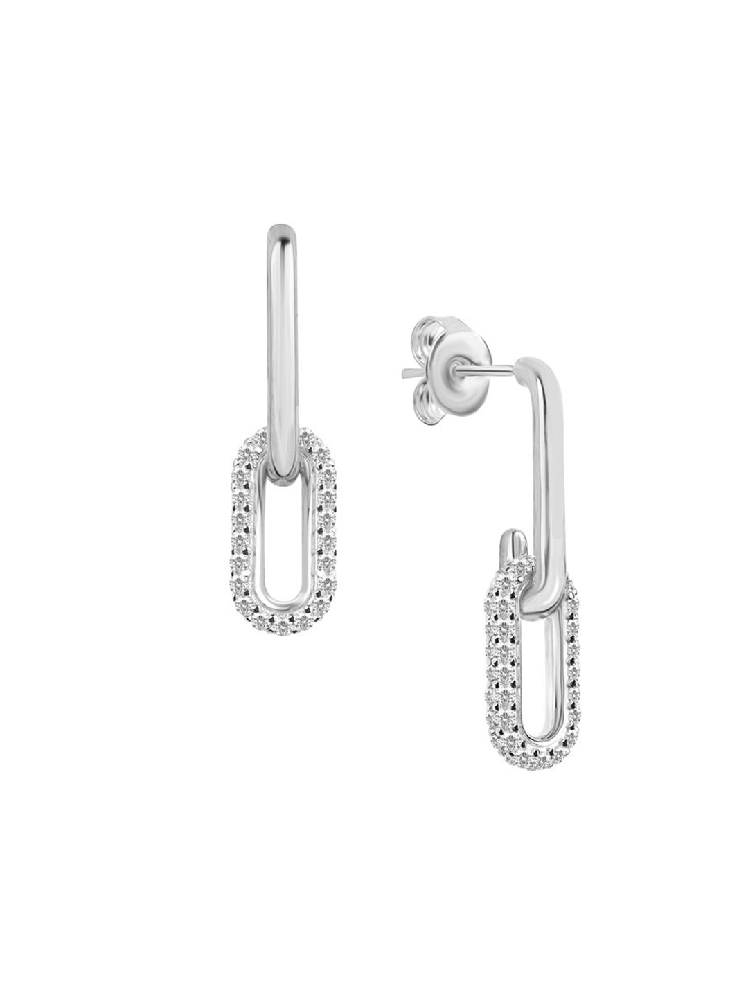 

Nistra Women Geometric Hoop Earrings, Silver
