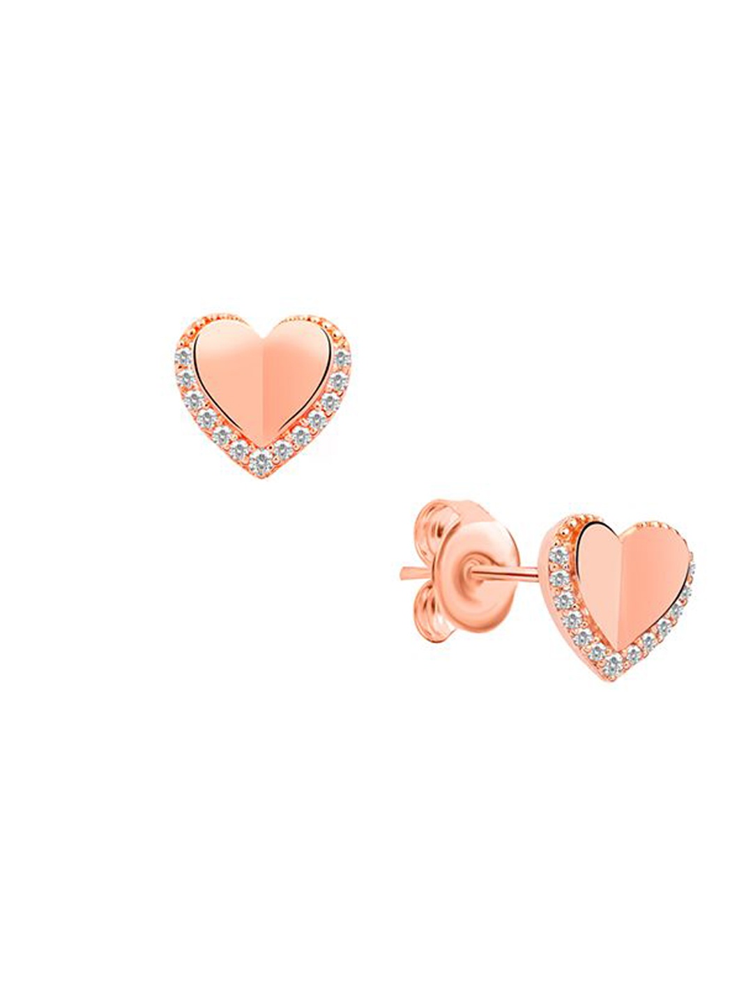 

Nistra Rose Gold Plated Cubic Zirconia Heart Shaped Stud Earrings