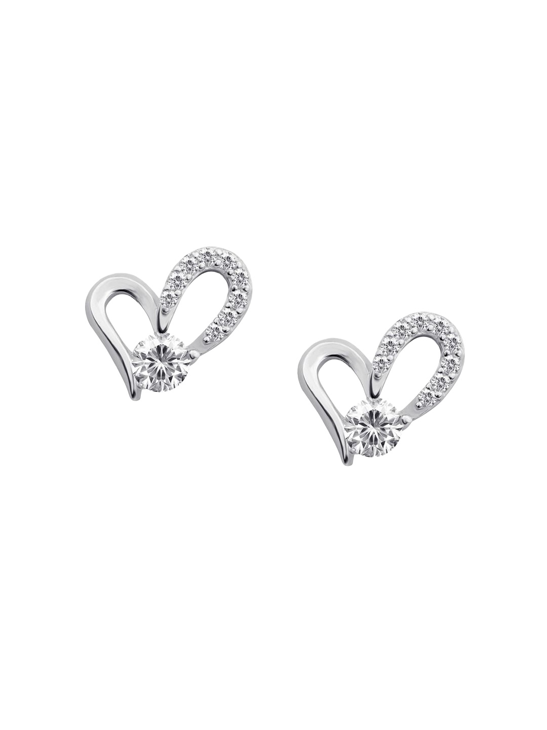 

Nistra Women Heart Shaped Studs Earrings, Silver
