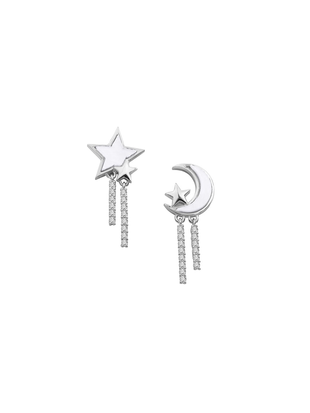 

Nistra Rhodium-Plated Cubic Zirconia Crescent Shaped Stud Earrings, Silver