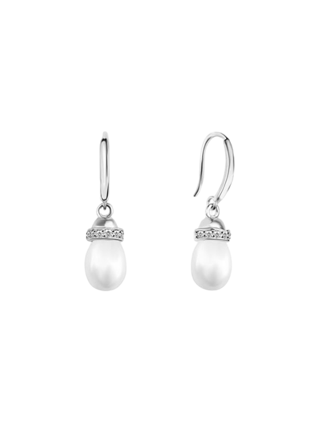 

Nistra Rhodium-Plated Classic Clip On Pearls Drop Earrings, Silver