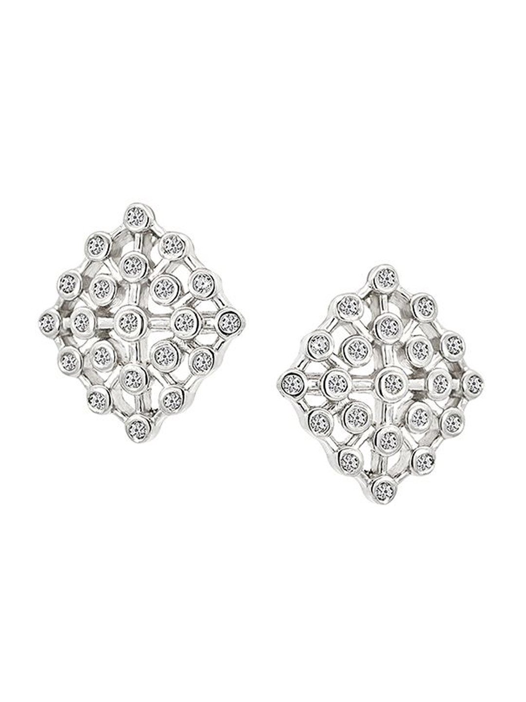 

Nistra Rhodium-Plated Sterling Silver Square Studs Earrings