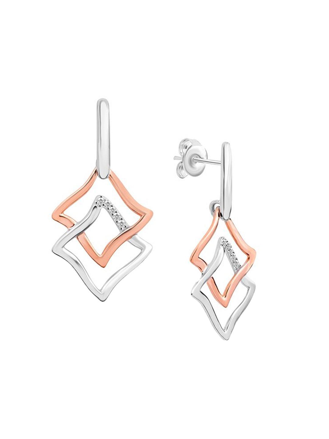 

Nistra Rhodium-Plated Sterling Silver Square Drop Earrings