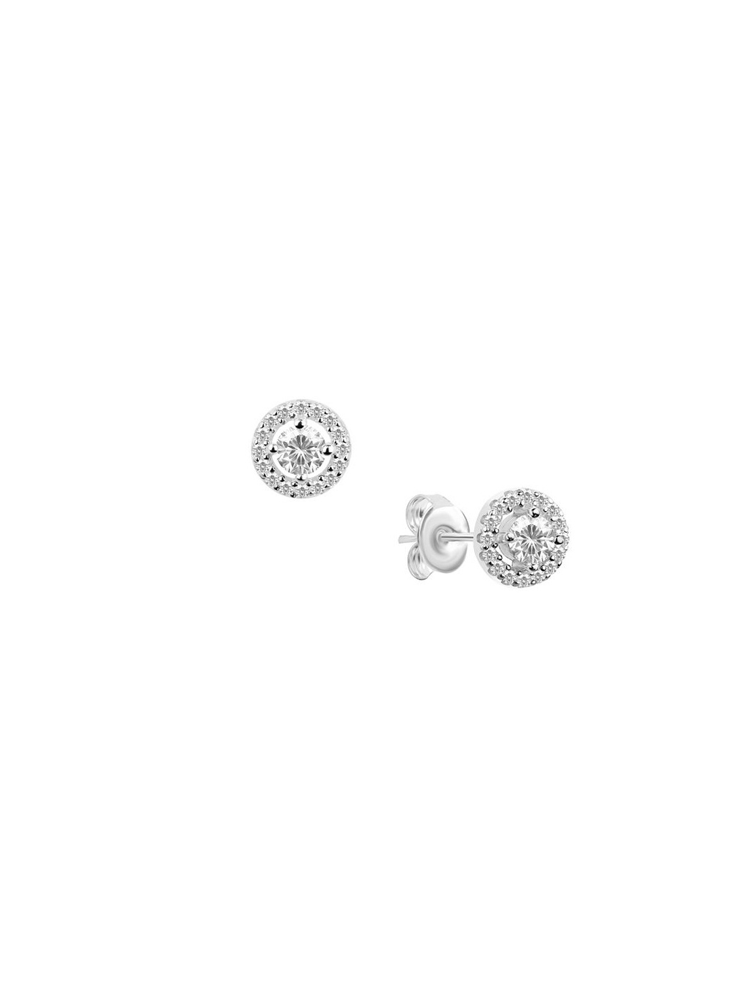 

Nistra Rhodium-Plated Cubic Zirconia-Studded Sterling Silver Circular Studs Earrings