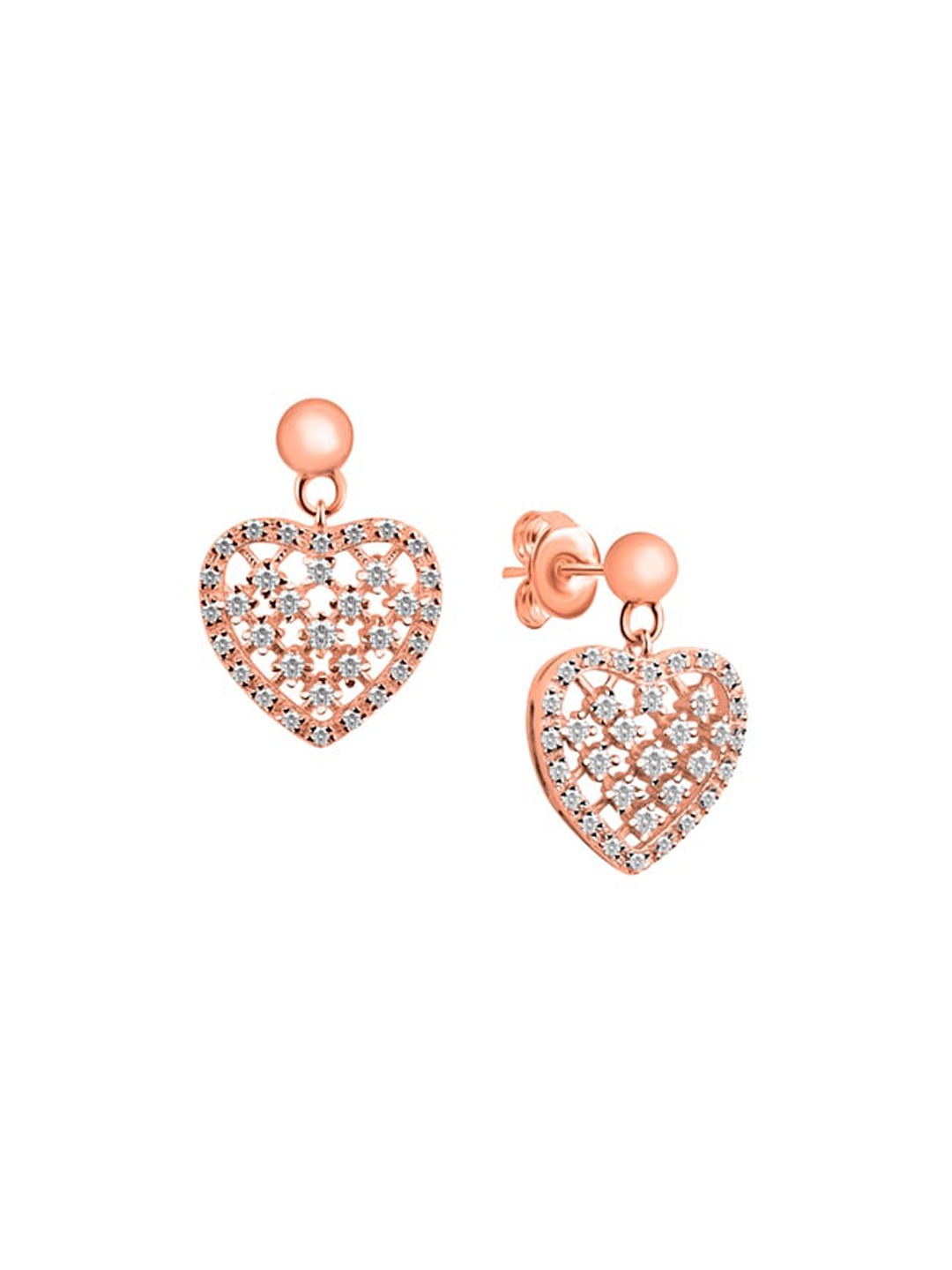

Nistra Women Heart Shaped Studs Earrings, Rose gold