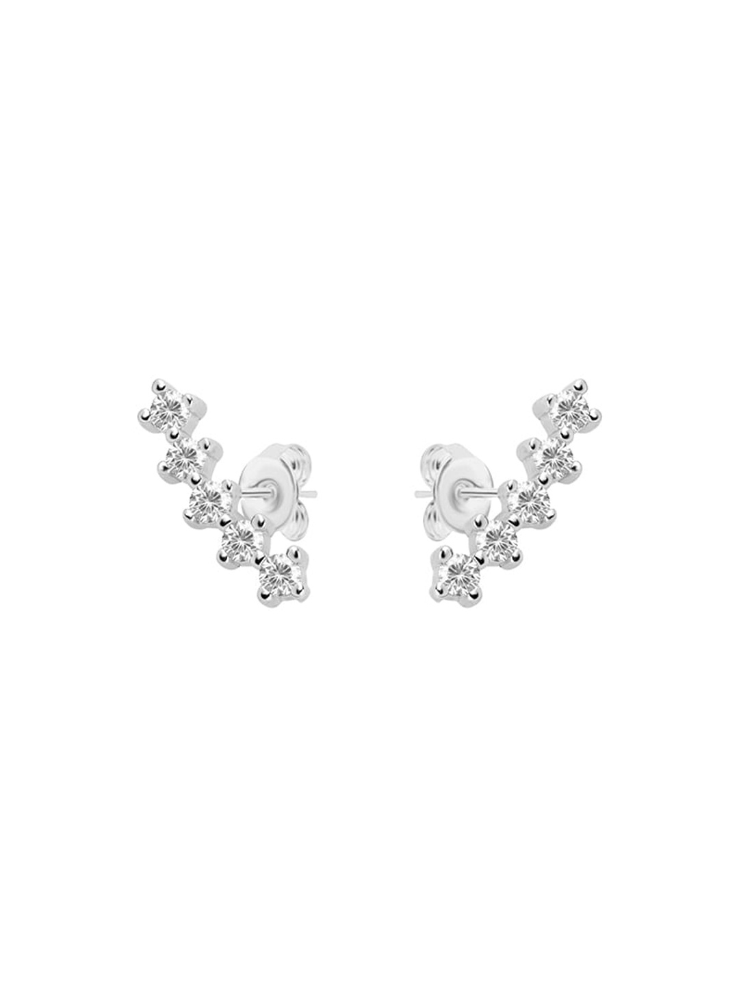 

Nistra Rhodium Plated Cubic Zirconia Geometric Stud Earrings, Silver