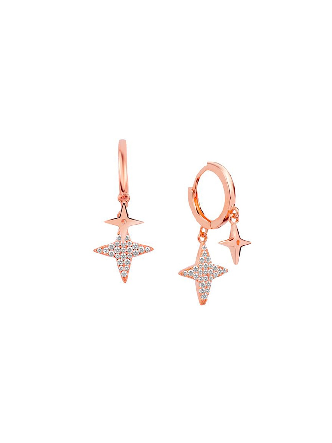 

Nistra Women Star Shaped Drop Earrings, Rose gold